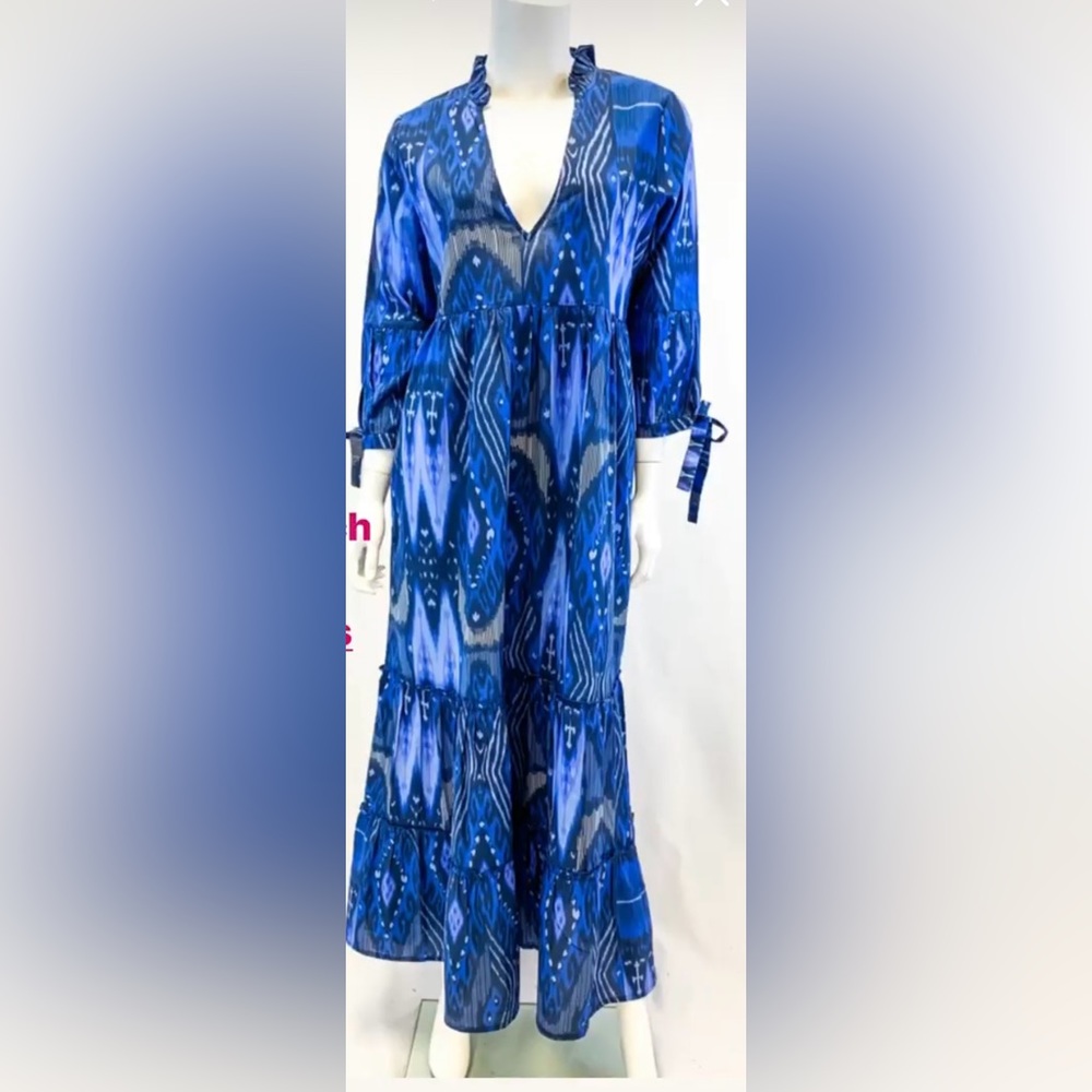 La Plage Claythorne Maxi in Blue Ikat
